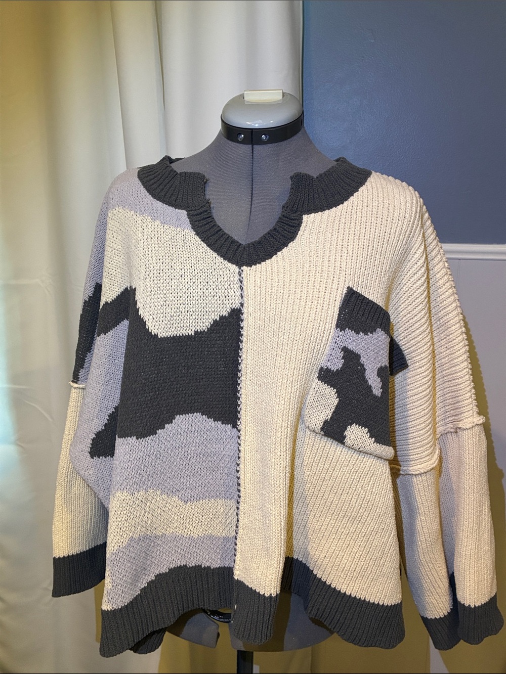 Camo oversized intarsia-knit sweater by  POL.